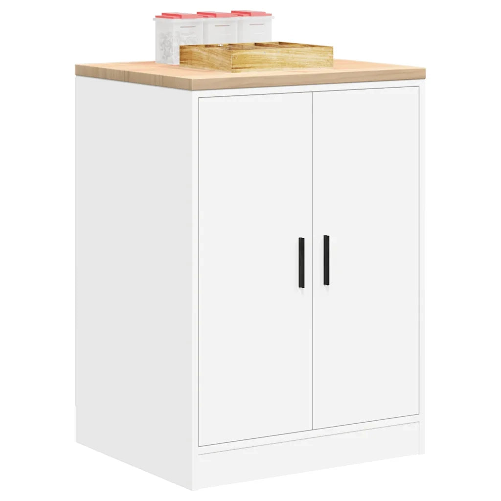 Armadietto da Garage Bianco 60x51x85 cm Legno Massello di Pino 860571