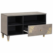 Mobile TV | Armadietto TV | Mobile Porta TV Grigio 80 x 33 x 46 cm Legno di mango massello