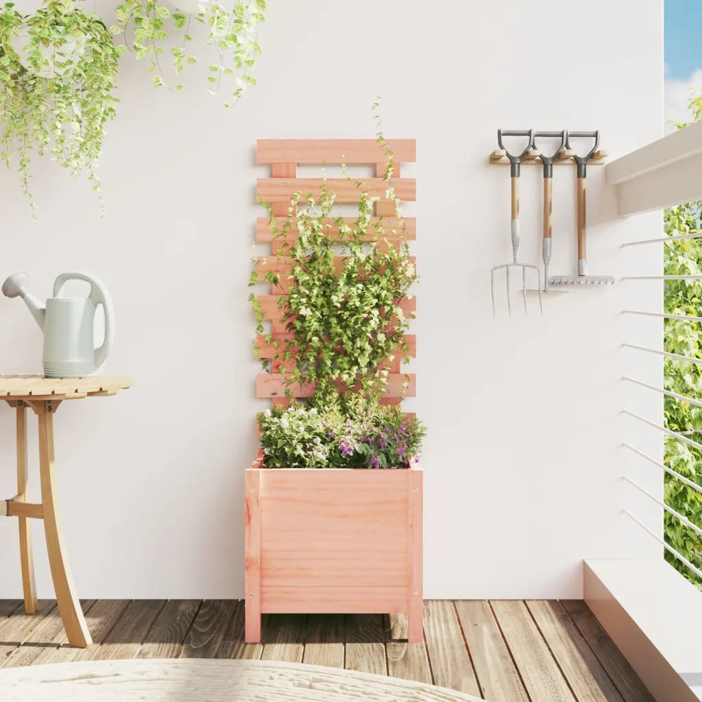 Fioriera | Cassetta per fiori | Vaso Giardino con Rastrelliera 39x39,5x114cm Legno Douglas