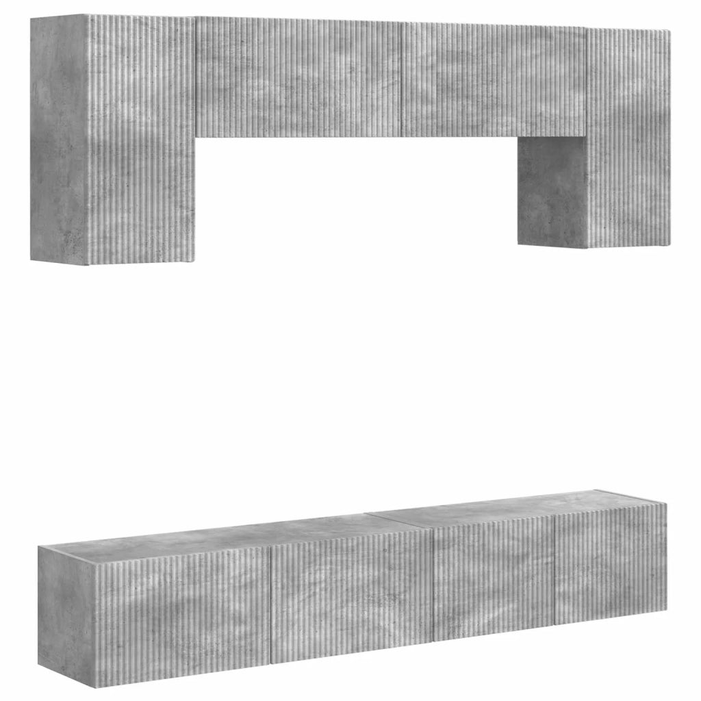 Set mobile TV 4 pcs Grigio cemento Legno multistrato
