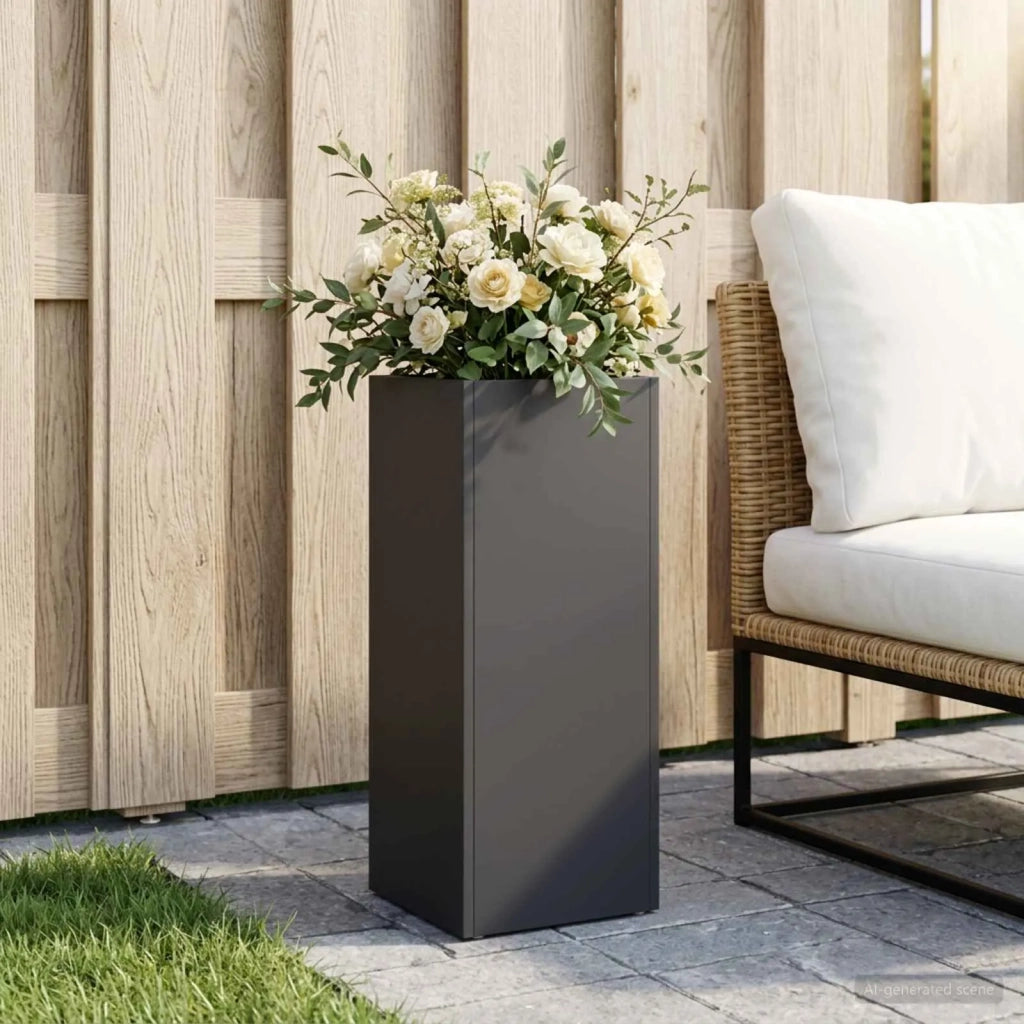 Vaso da giardino Nero 20 x 20 x 50 cm Acciaio laminato a freddo 8005302