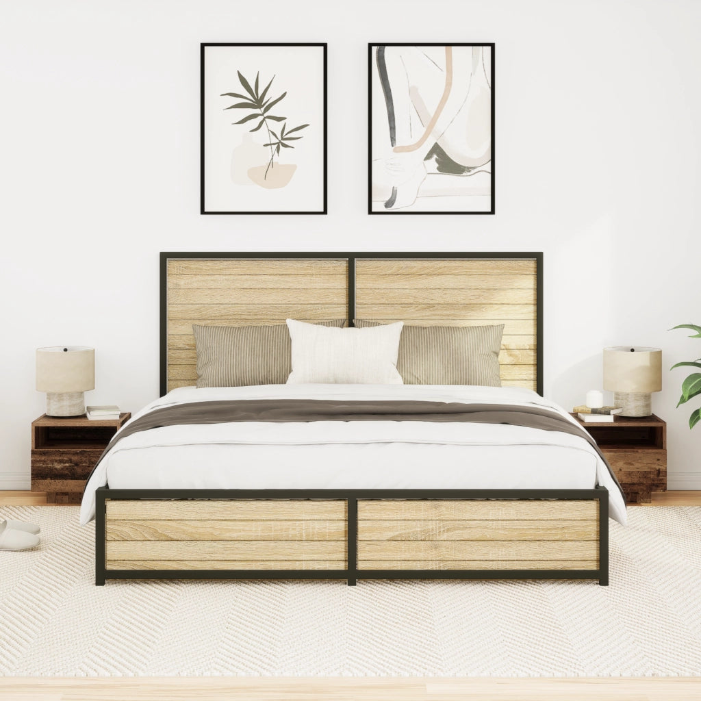 Comodini con Luci LED 2 pcs Legno Vecchio 40x39x37 cm