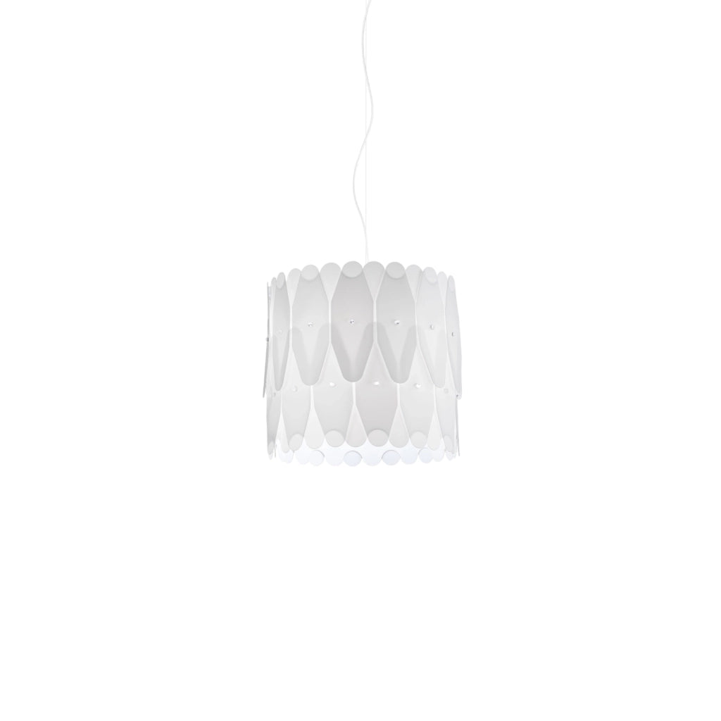 Sospensione Moderna Amanda Polilux ® Bianco E Metallo Cromo 1 Luce E27