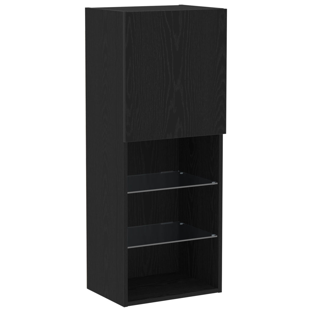 Mobile TV LED Rovere Nero 30.5x30x102 cm Legno Ingegnerizzato