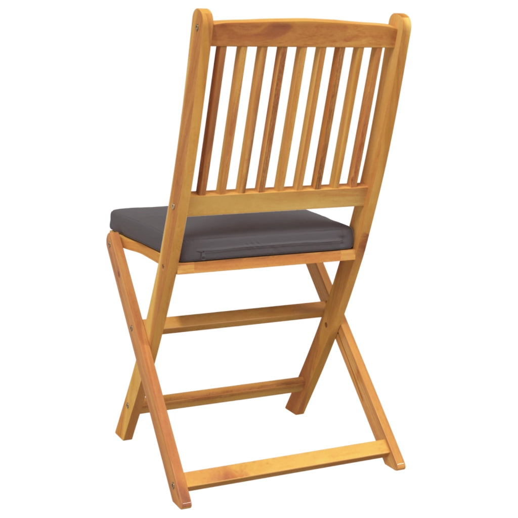 Sedia da Giardino Pieghevole  con Cuscino Grigio 6pcs in Legno Massello di Acacia