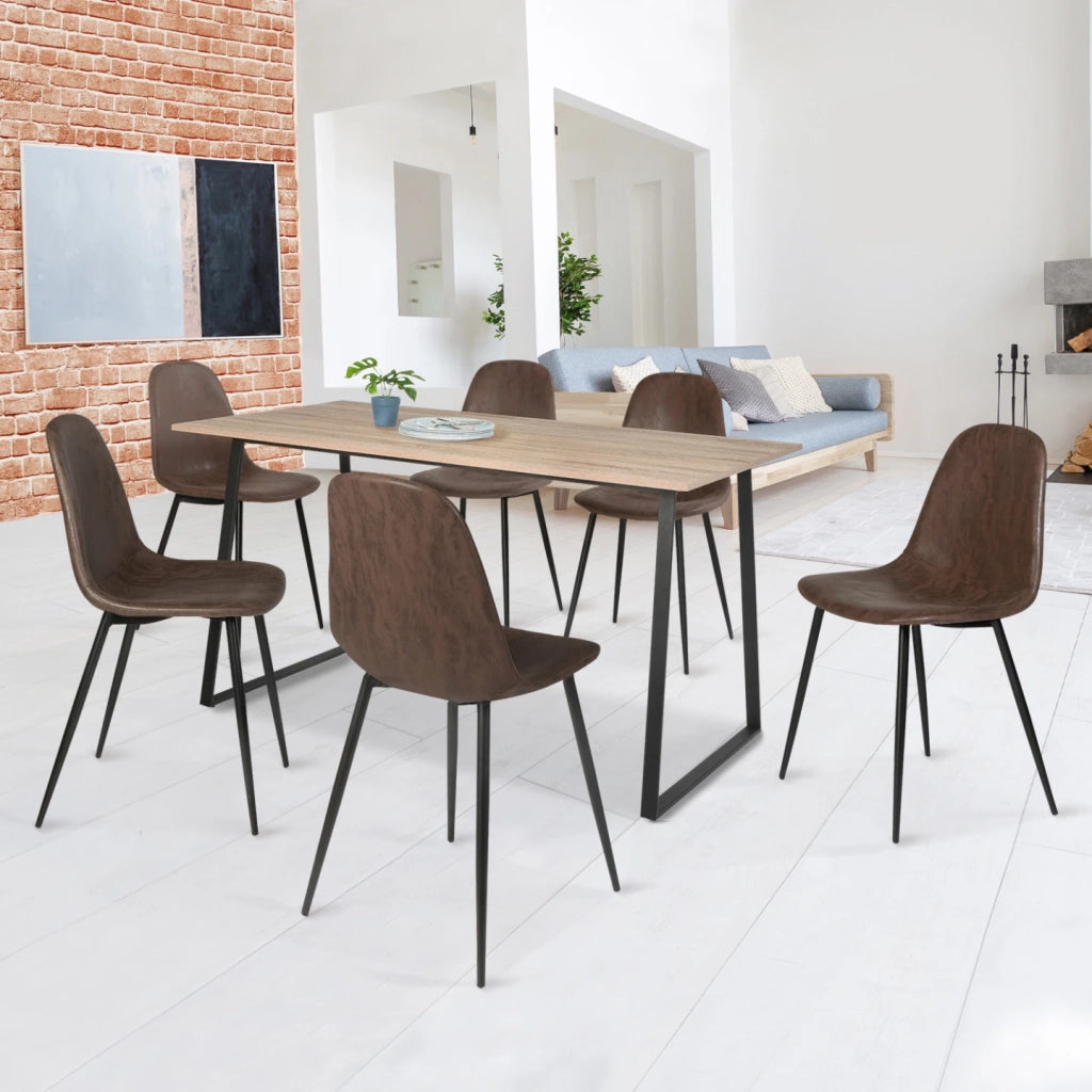 IDMarket - Set di 6 sedie vintage marrone DALI
