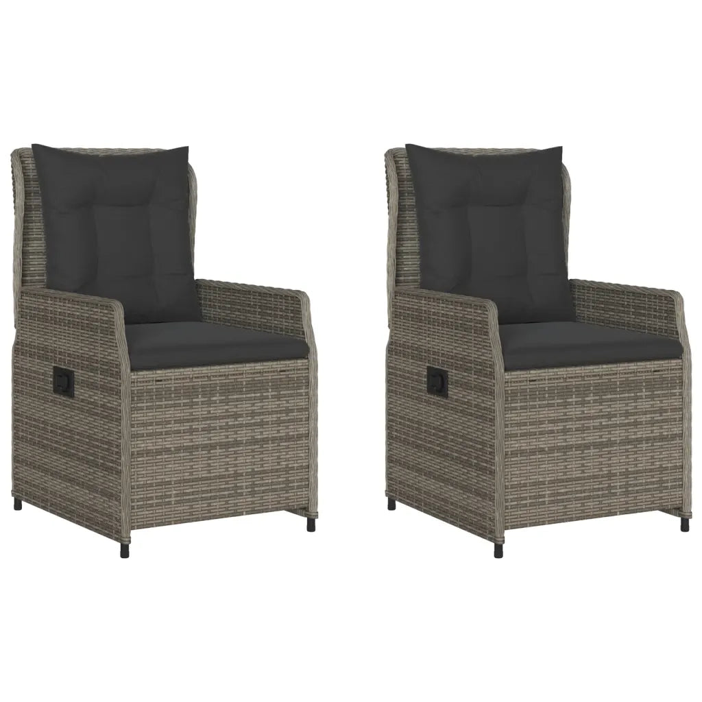 Sedie da Giardino Reclinabili 2 pz | Sedie da Esterno Grigio Polyrattan