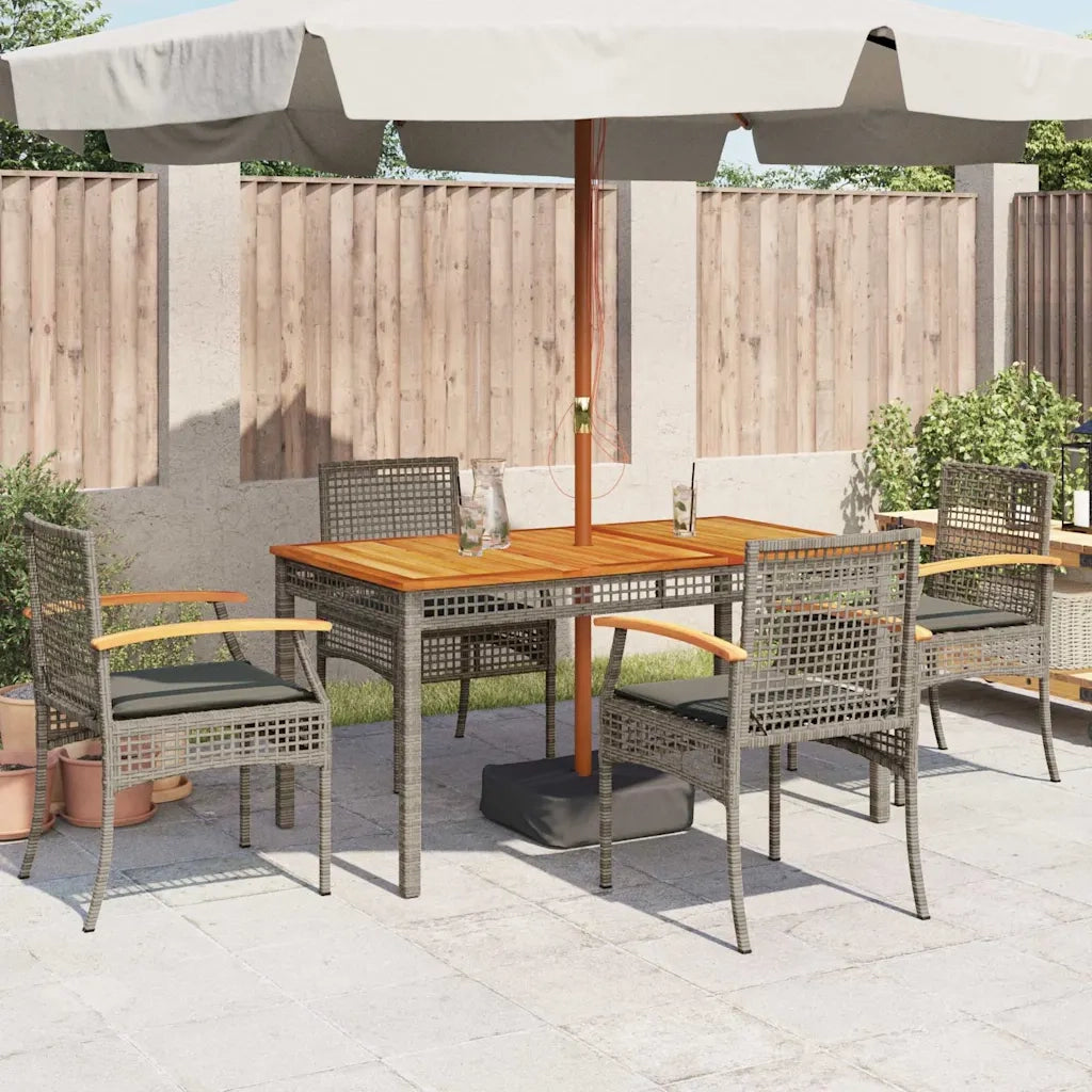 Sedie da Giardino con Cuscini 4 pz | Sedie da Esterno Grigie in Polyrattan e Acacia