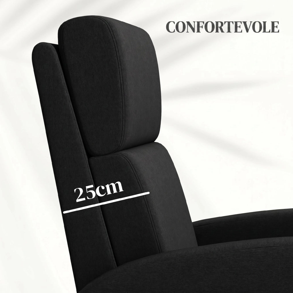 Poltrona Reclinabile Relax con Poggiapiedi in Tessuto ¨C Zephmum ¨C Nero
