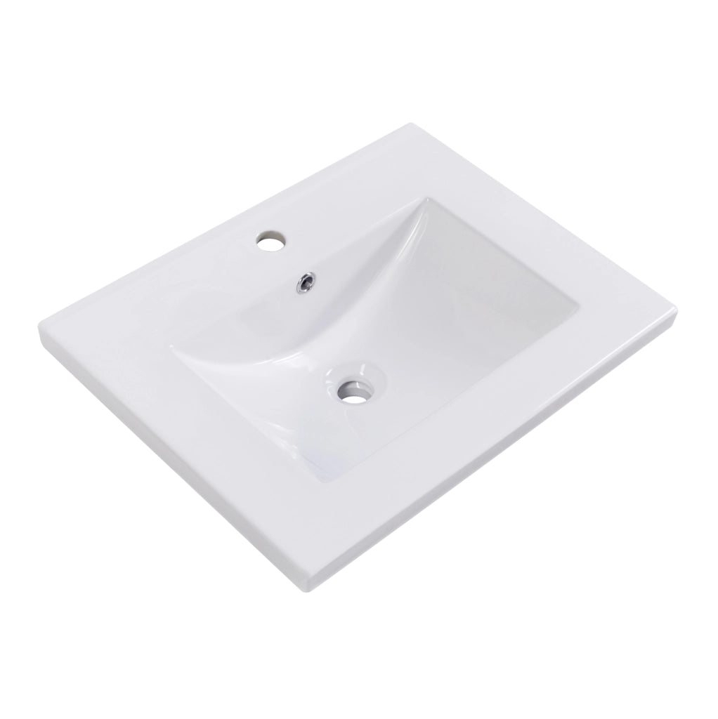 Mobile bagno con lavabo in ceramica 61x46x90 cm; bianco; in legno massello e MDF