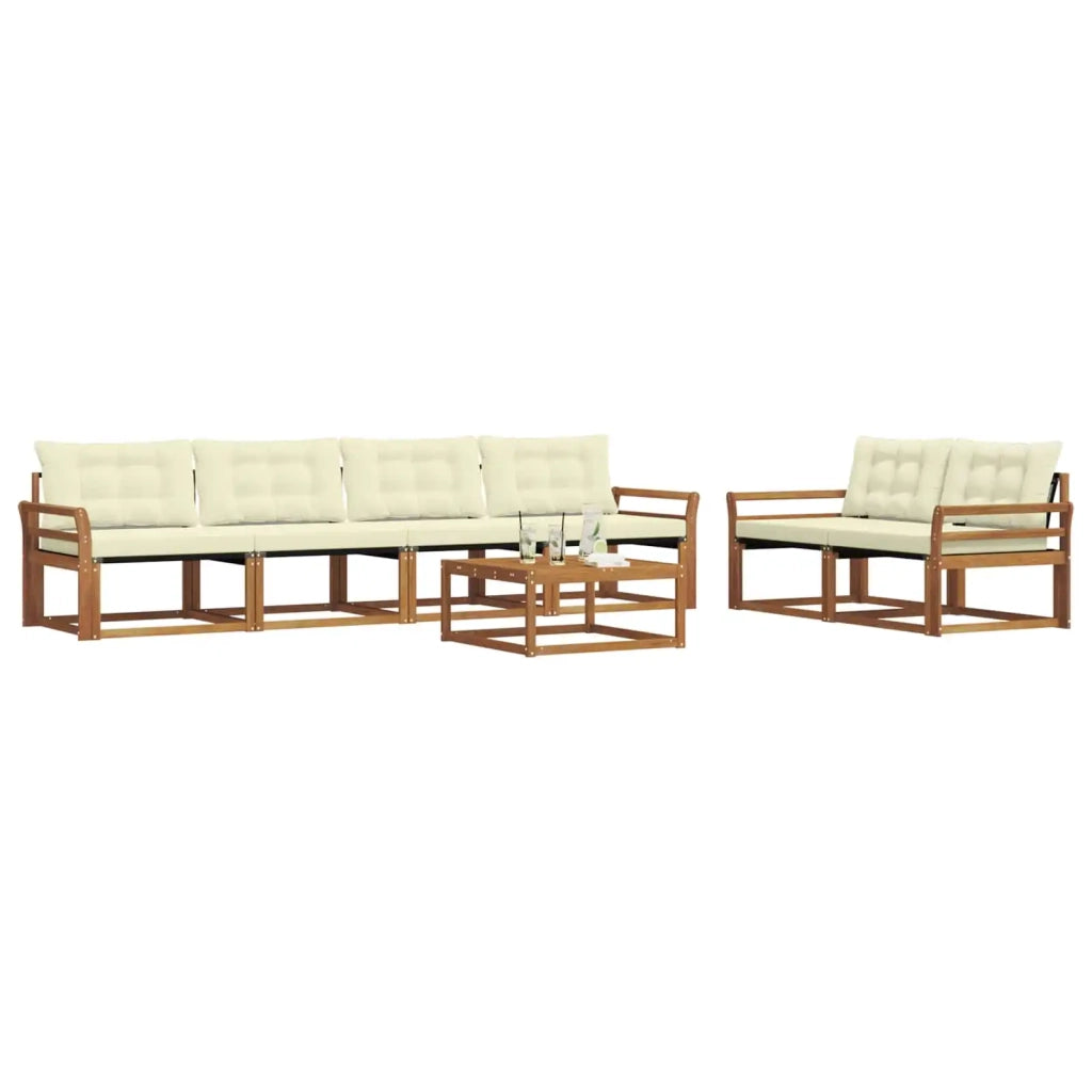 Set di divani da esterno con cuscino 7 pcs Naturale e Crema 3369217