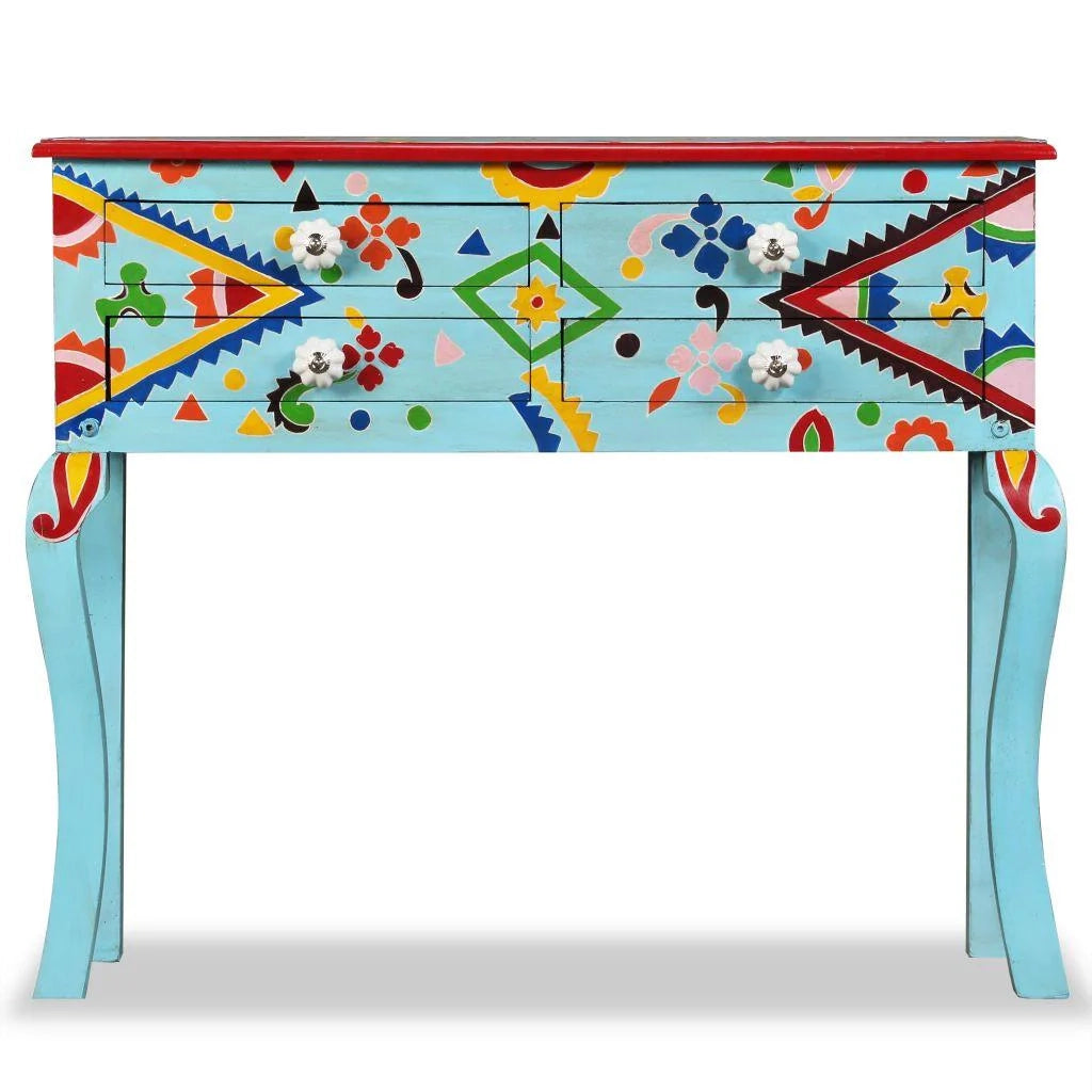 Buffet credenza mobiletto consolle mobile contenitore legno massello di mango dipinto a mano in blu 4402020