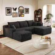 Divano angolare in tessuto con schiuma ad alta elasticità e montaggio semplice nero 241 × 151 × 58 cm