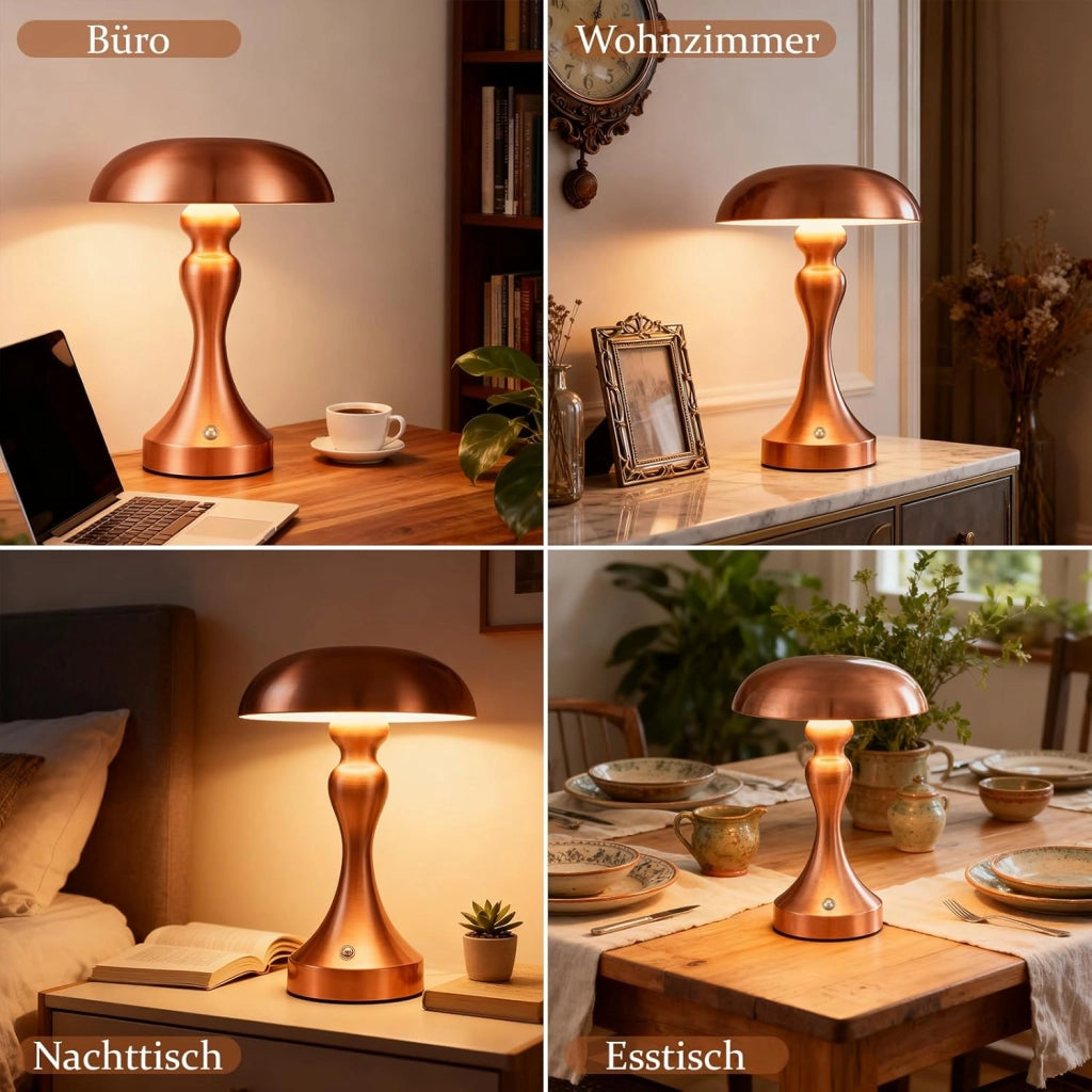 ZMH Lampada da tavolo LED wireless touch dimmerabile retrò vintage USB ricaricabile per comodino camera letto