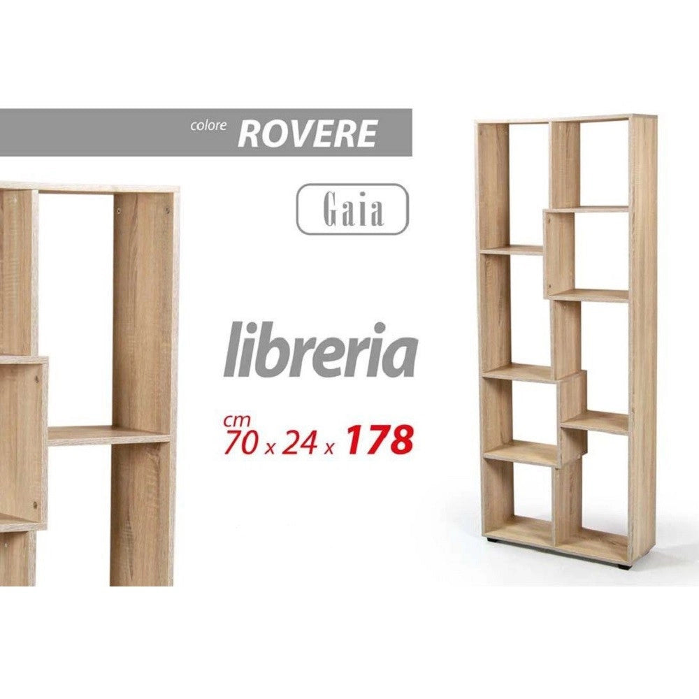 Trade Shop - Libreria H178x70x24 Cm Ripiani Legno Rovere Mobile Scaffale Moderno Gaia 770722 -