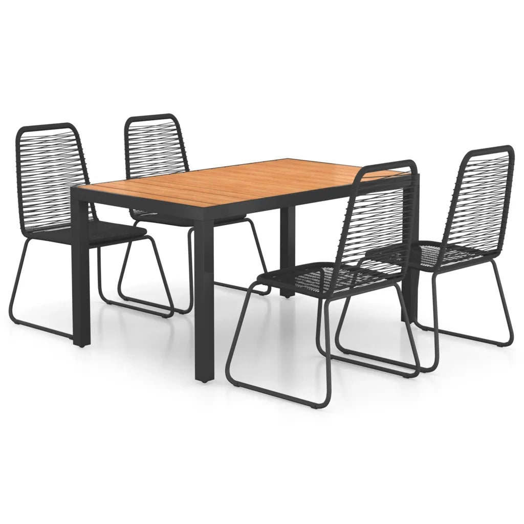 Set da Pranzo da Giardino 5 pz in Rattan PVC Nero e Marrone 3060126