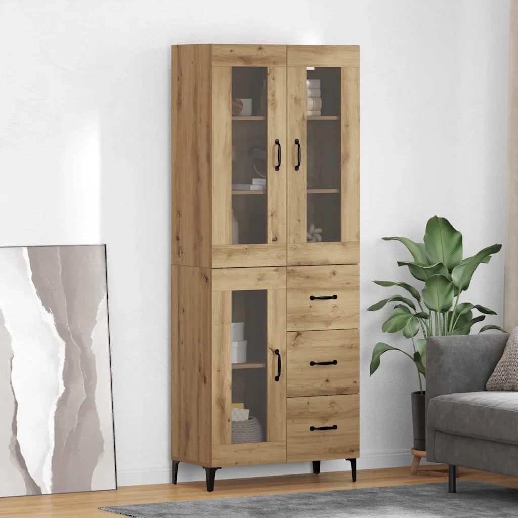Credenza con Cassetto-Buffet-Armadio da cucina Rovere artigianale 69,5 x 34 x 180 cm 189173