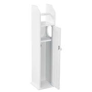 Armadietto Stretto da Bagno con Portarotolo e Vani Portaoggetti 78x20x18 cm - Bianco [en.casa]
