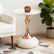 Tavolino Rotondo da Salotto ¨C MINIMAL ¨C Metallo, Bianco, 38 cm