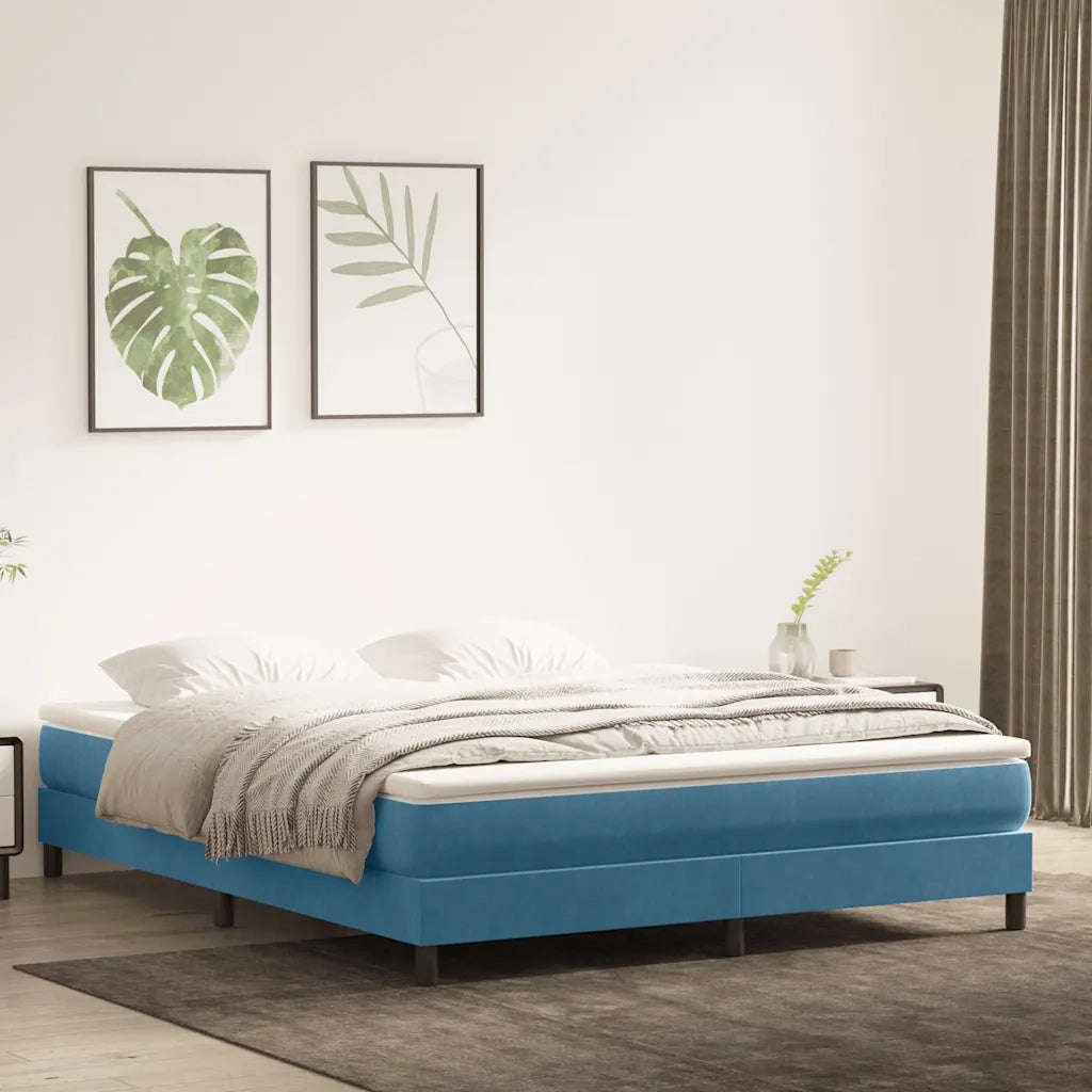 Letto a Molle senza Materasso Blu Scuro 180x220 cm Velluto 3315889