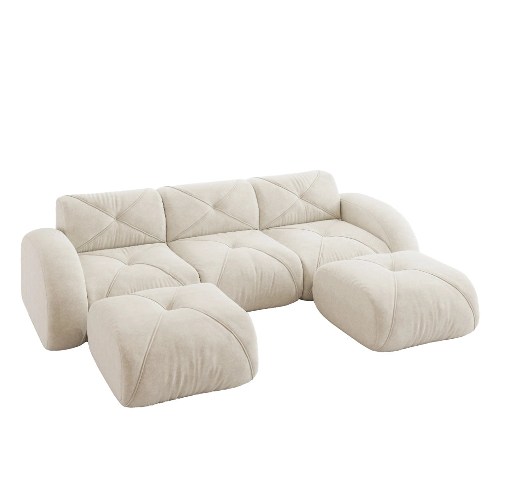 Divano modulare senza struttura in ciniglia beige chiaro HOMVRA