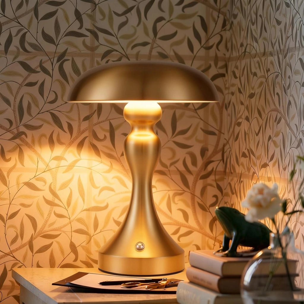 ZMH Lampada da tavolo wireless bronzo dorato touch batteria USB ricaricabile per comodino soggiorno