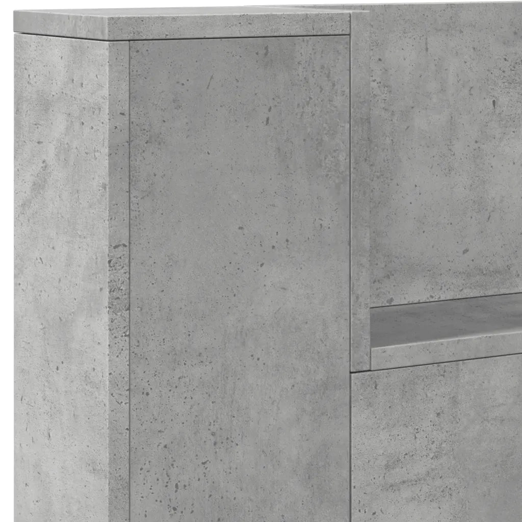 vidaXL Testiera con Contenitore a LED Grigio Cemento 220x16,5x103,5 cm