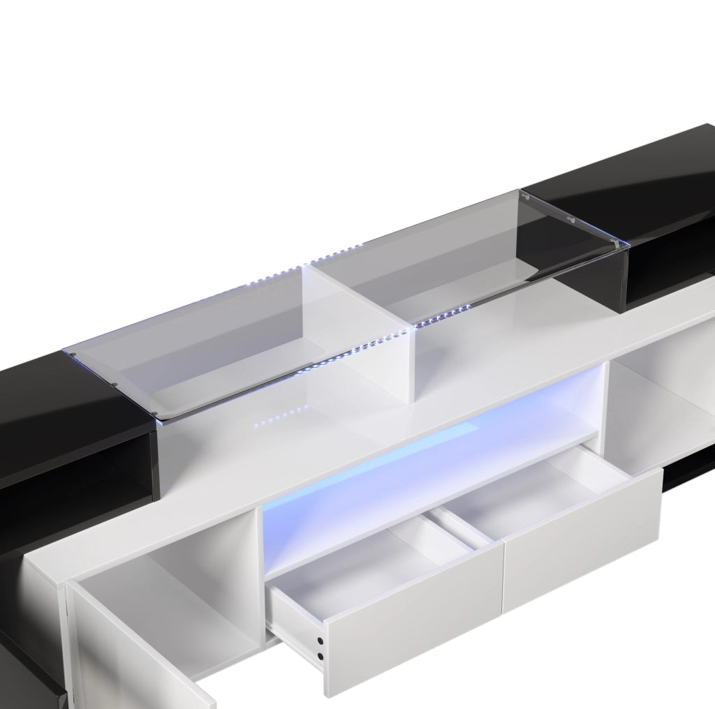 Mobile TV con 4 ante; 2 cassetti e LED multicolore; 200 x 35 x 60 cm