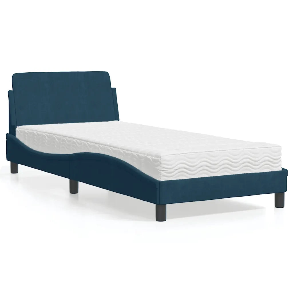 Letto con Materasso Blu 90x190 cm in Velluto