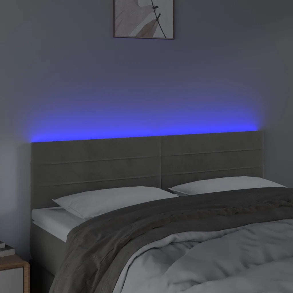 Testiera | Testata a LED Grigio Chiaro 144x5x78/88 cm in Velluto