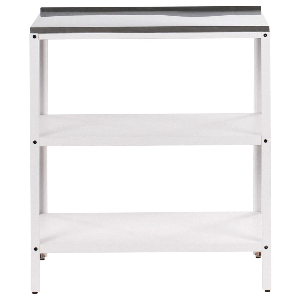 Set cucina da esterno 3 elementi acciaio inox bianco 2 armadietti portaoggetti stazione da cucina esterna