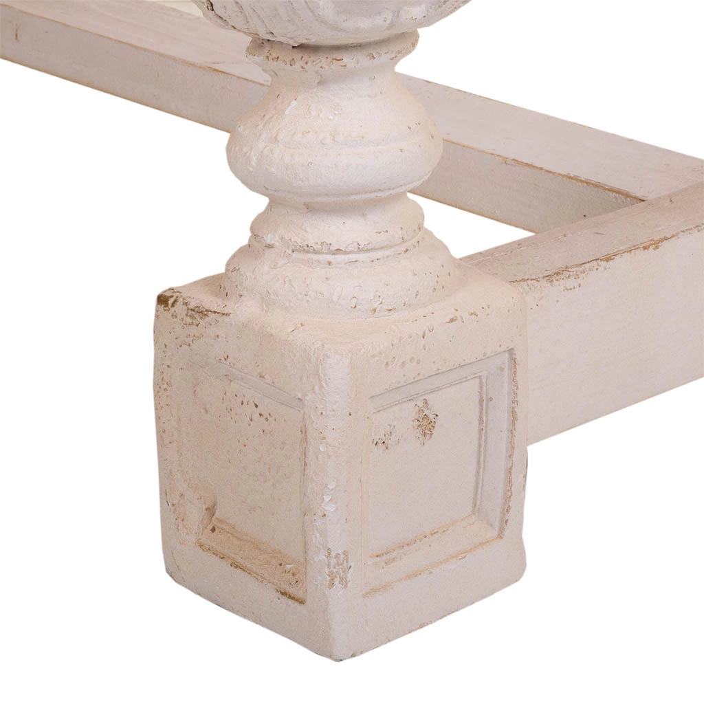 Tavolo in legno intagliato bianco 200x90x78h