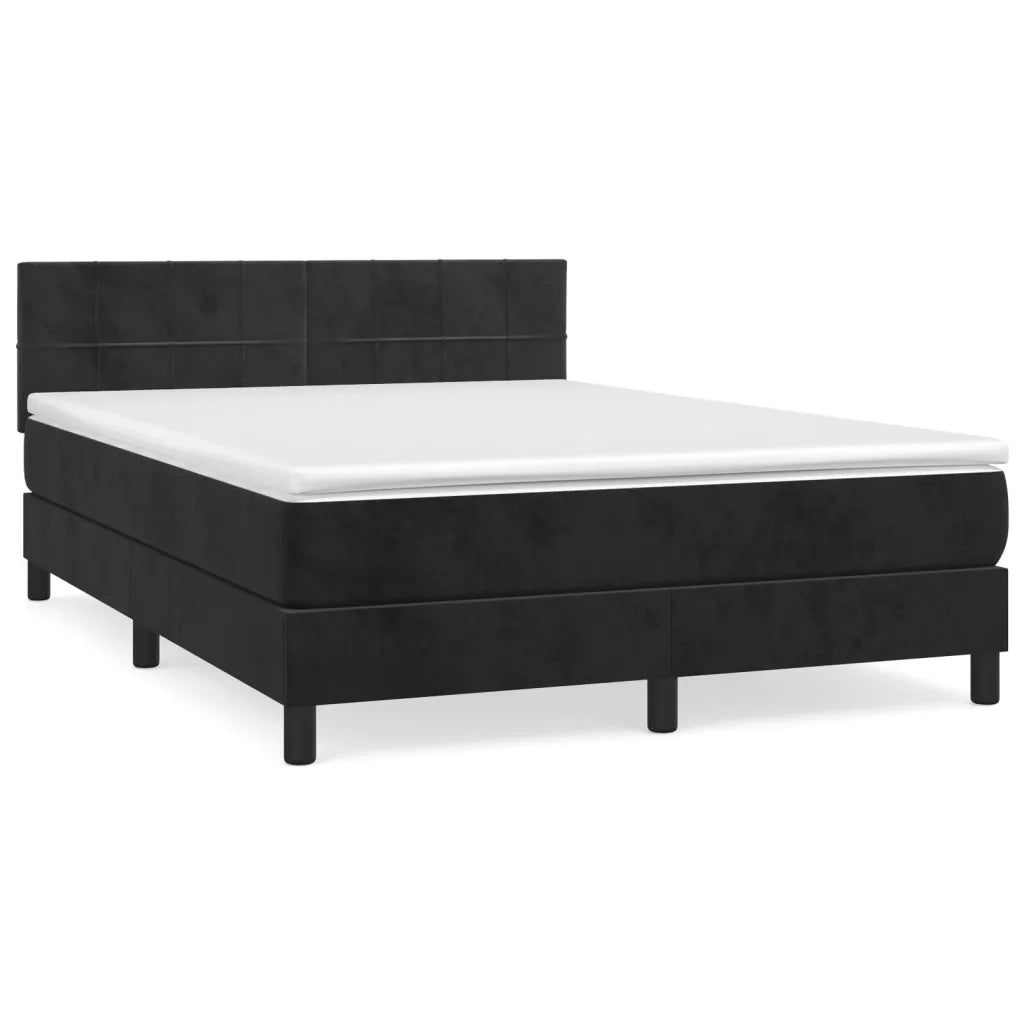 Giroletto a Molle con Materasso Nero 140x190 cm in Velluto cod mxl 59144