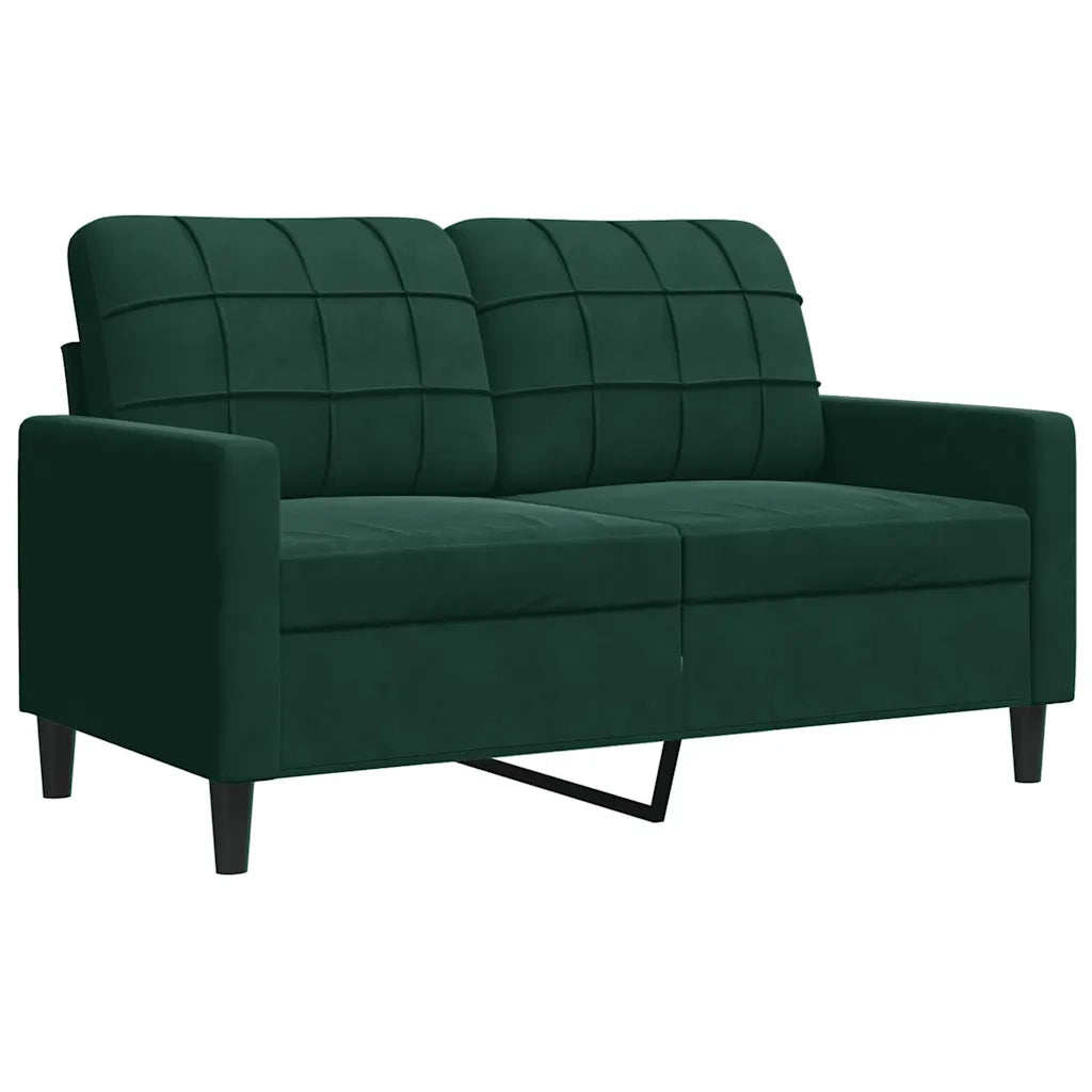vidaXL Divano a 2 Posti Verde Scuro 120 cm in Velluto