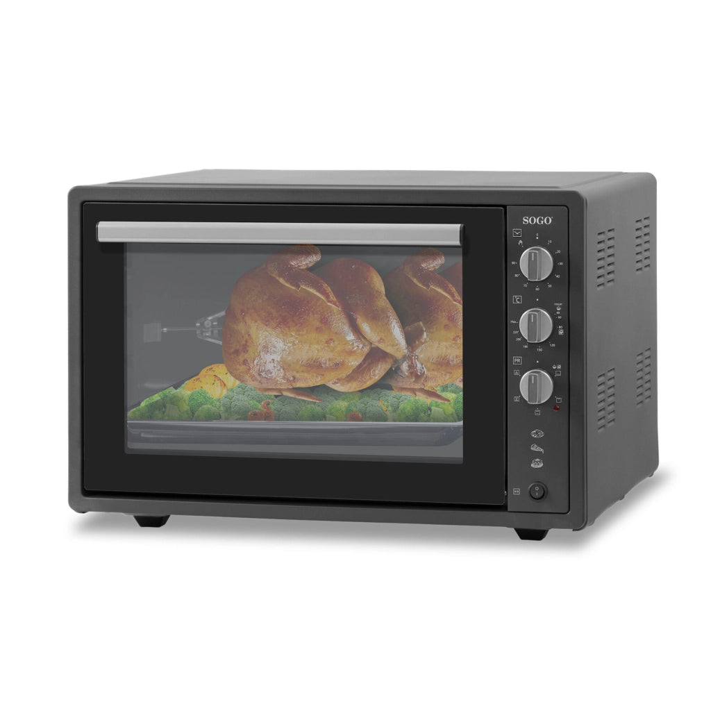 Forno Elettrico Grigio-Nero con 6 Funzioni di Cottura e Porta a Doppio Vetro 70L - 1840W