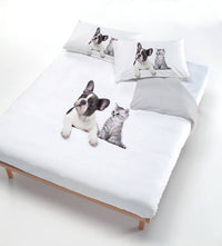 Copripiumino con Stampa sul Sacco e Federe Cane/Gatto Grigio Singolo