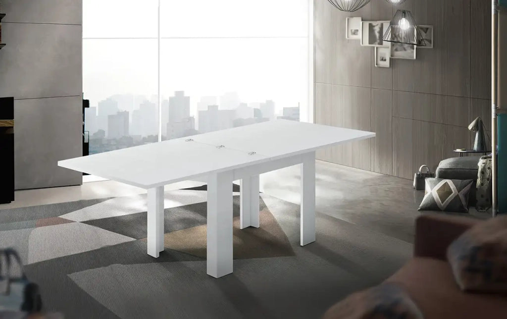 Tavolo da pranzo bianco allungabile a libro 90x90-180cm Jesi Liber