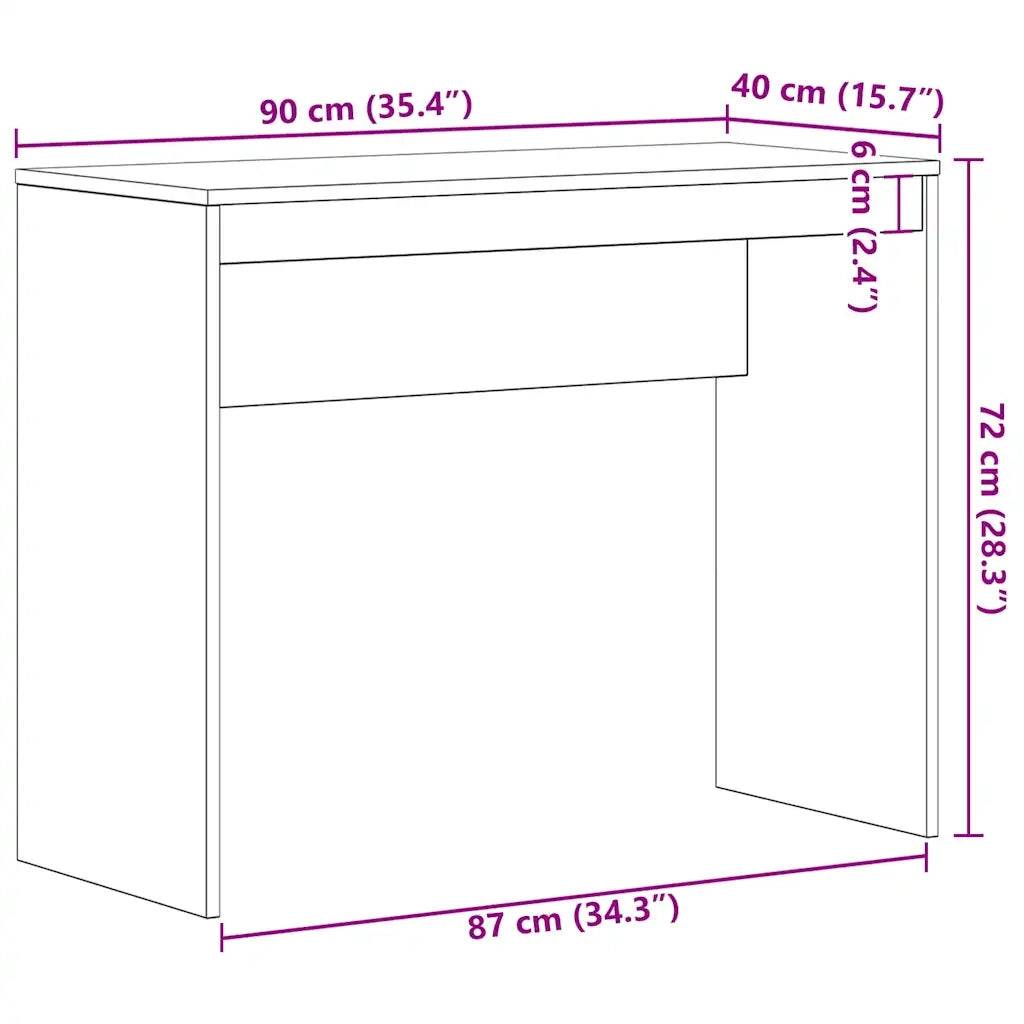 Scrivania Rovere Nero 90x40x72 cm in Legno Multistrato