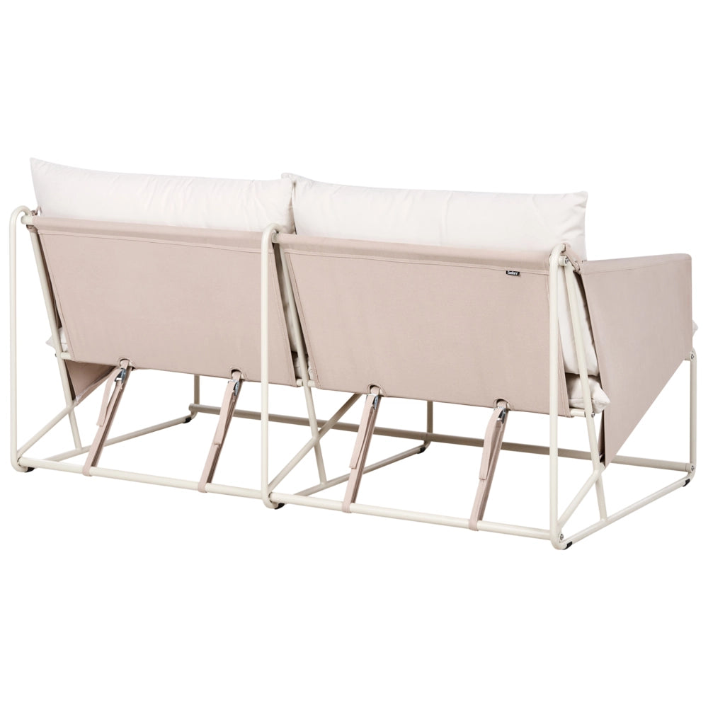 Divano basso oversize in metallo con cuscini schienale e seduta Arredamento da interno ed esterno senza braccioli da giardino beige chiaro