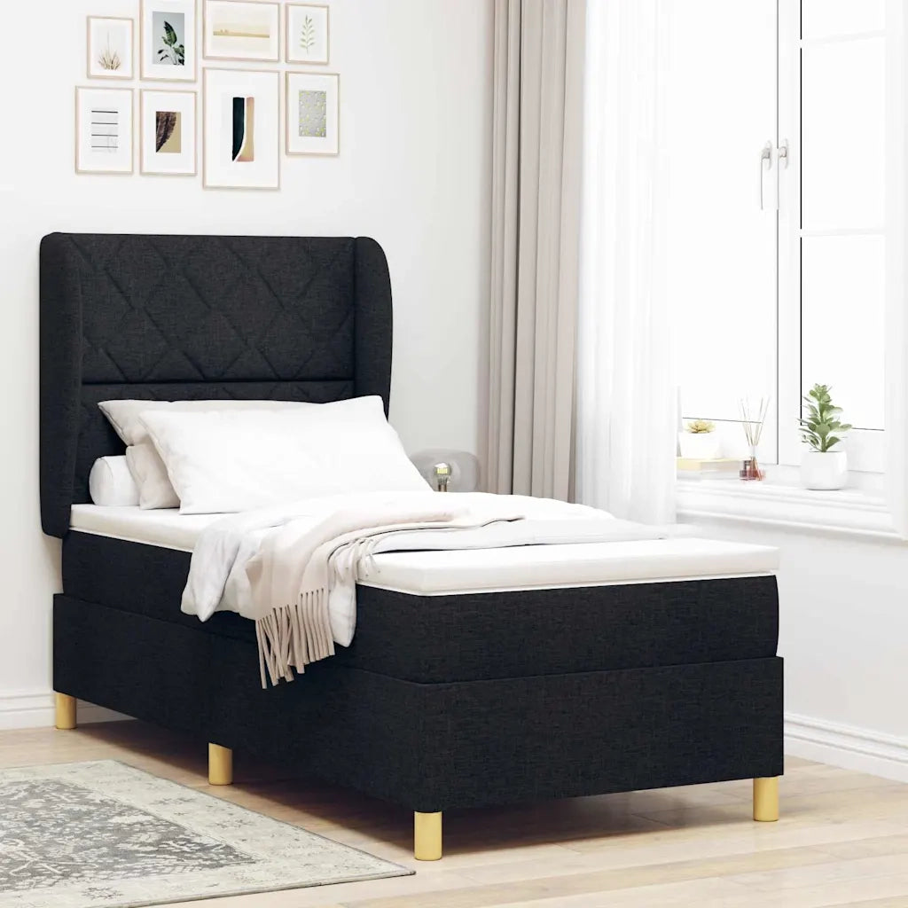Letto con molle e materasso Grigio Scuro 90x190 cm Tessuto Nero 3340797