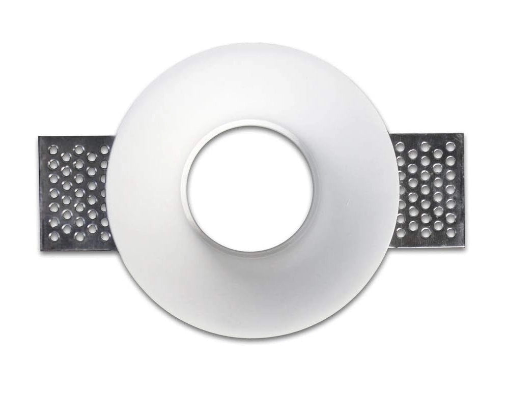 Portafaretto da incasso in gesso a scomparsa, compatibile con faretti GU10, foro incasso Ø105mm, design minimalista per soffitti in cartongesso