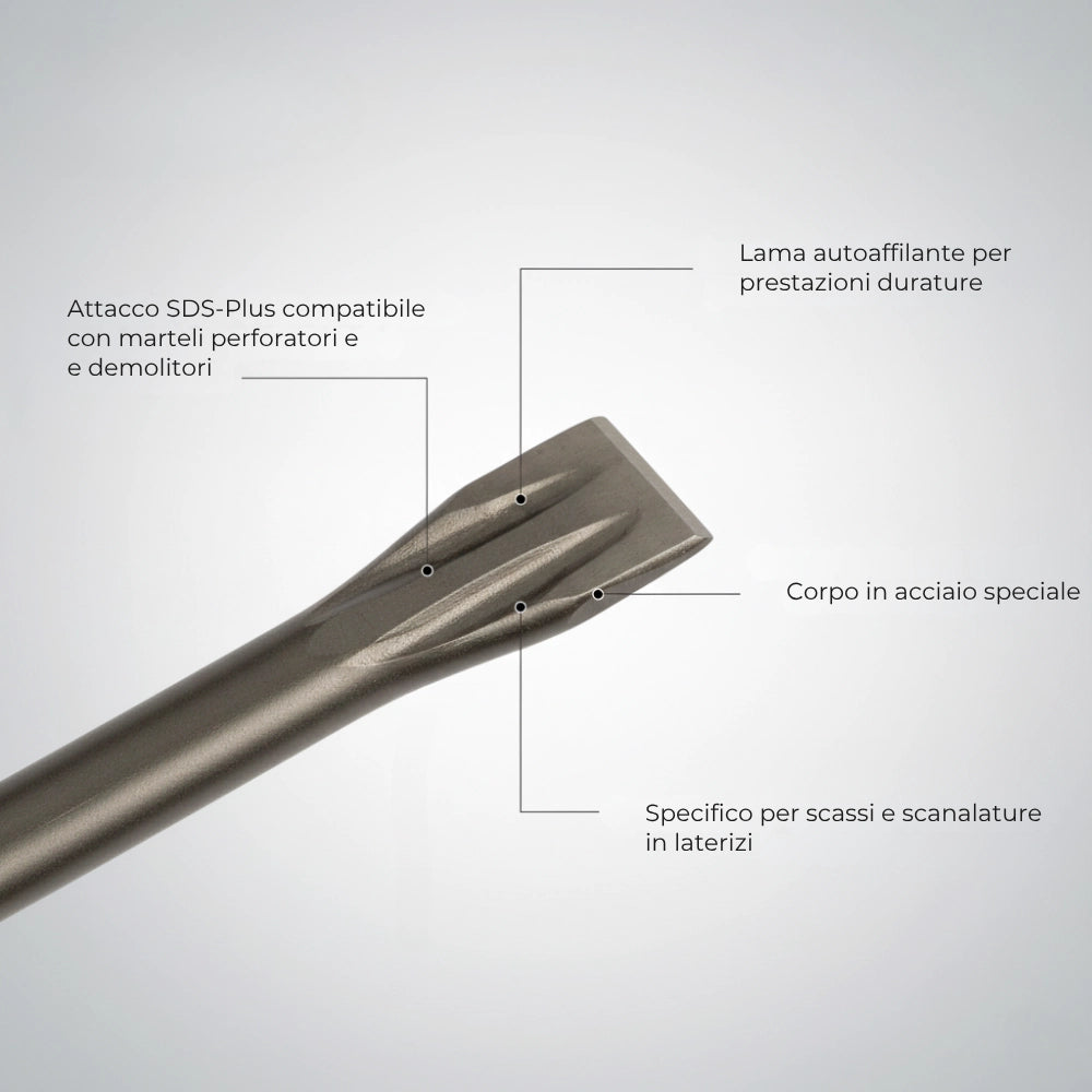 Scalpello piatto pro 20 x 250 mm per calcestruzzo mattoni e materiali edili