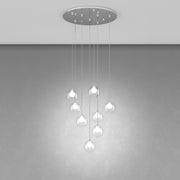 Lampadario Contemporaneo Inside Metallo Cromo Vetro Bianco 8 Luci G9