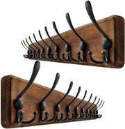 Kapstok in legno per giacche, 98 cm, 10 ganci a treccia, cappezzatiure per giacche, giacche, cappezzatiure rustiche marrone, 2 pezzi