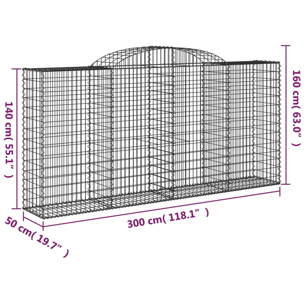 Cesti Gabbioni ad Arco 9 pz 300x50x140/160 cm Ferro Zincato 3146744