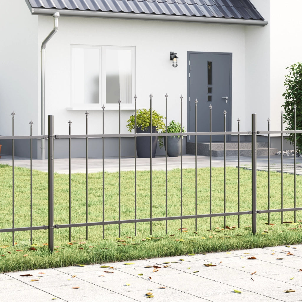 Recinzione da Giardino  con Punta a Cerchio Grigia 10,2x1 m in Acciaio