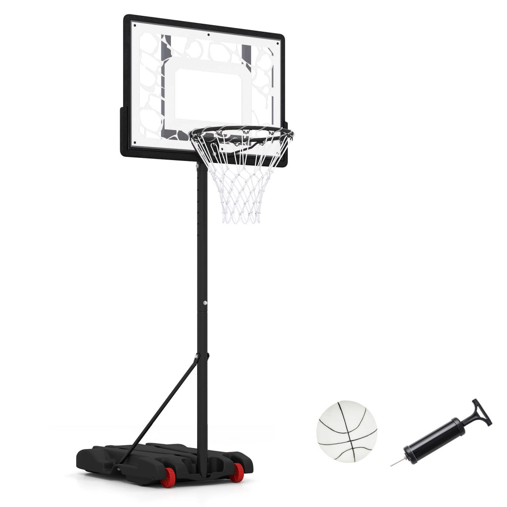 Canestro da basket da piscina con palla ruote luci led, Canestro da pallacanestro luminoso altezza regolabile 115-144 cm
