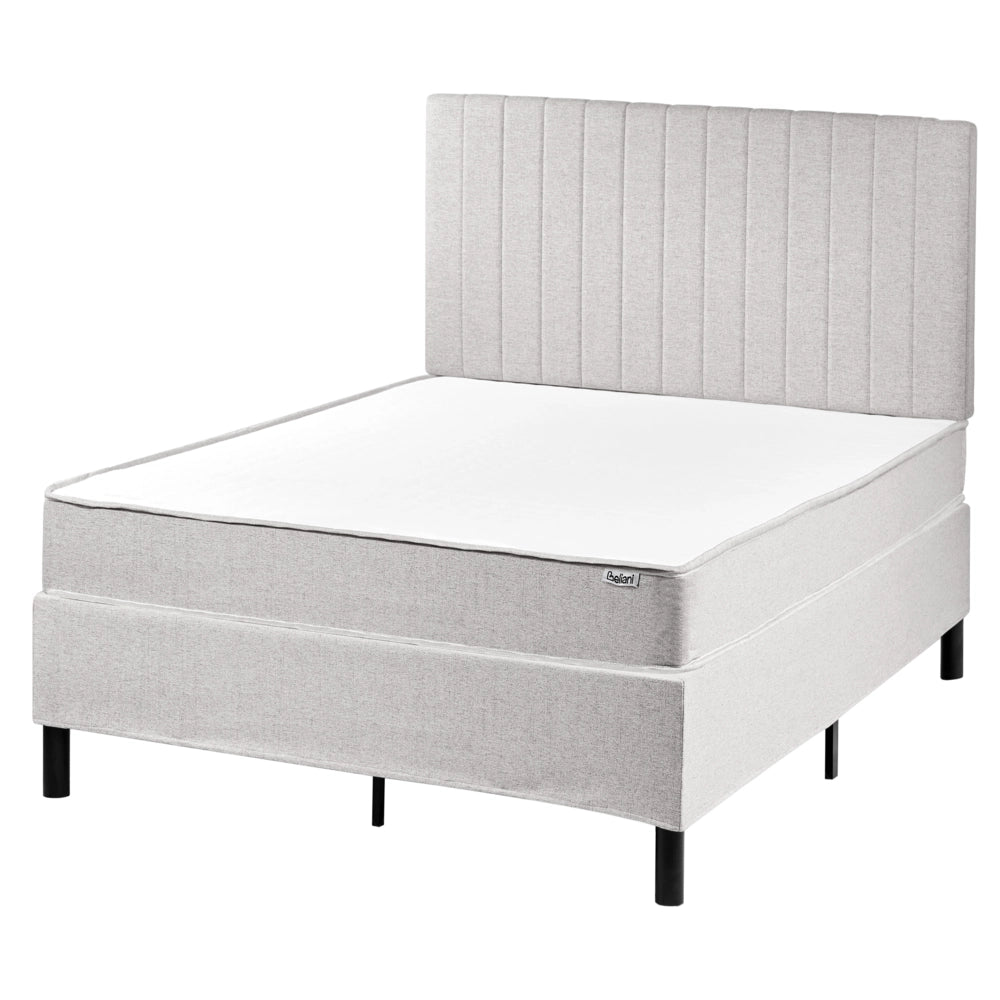 Letto matrimoniale con testiera Materasso a molle insacchettate 120 x 200 cm grigio chiaro camera da letto