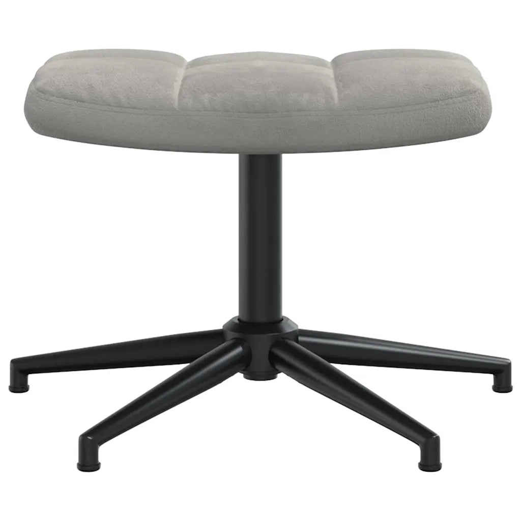 Divano Sedia-Poltrona Relax con Poggiapiedi Grigio Chiaro in Velluto 645829