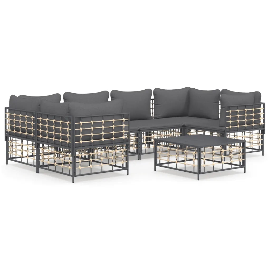Set Divani da Giardino 7 pz con Cuscini Antracite in Polyrattancod mxl 76574